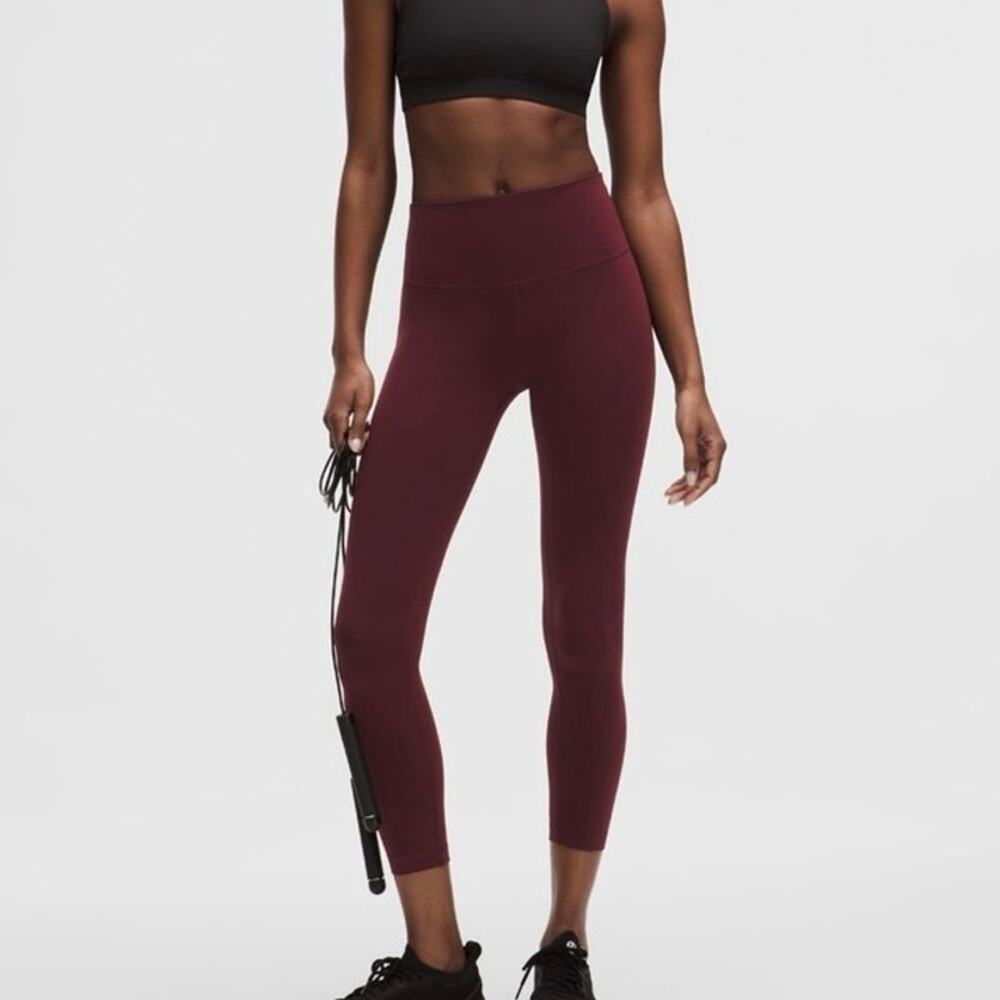 Lululemon Wunder Under 25” Burgundy High Waist Leggings Tight Everlux Workout
